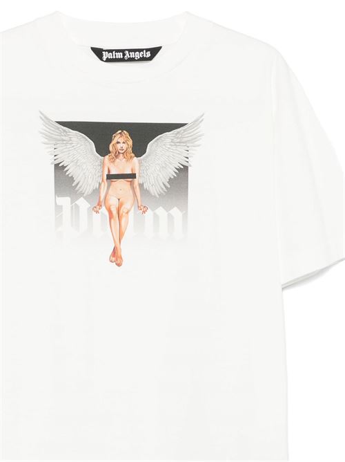 White crew neck t-shirt PALM ANGELS | PMAA001S25JER00A0310